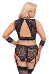 Schwarzes Set aus Bralette, Straps-Slip und Armfesseln mit roségoldenen Details von Cottelli BONDAGE – Ansicht 5