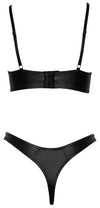 Schwarzes BH- und Riostring-Set im Mattlook mit Stretchriemen und Ringen von Cottelli – Ansicht 8