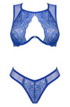 Royalblaues Set Giselia aus Spitze und Powernet von Obsessive – Ansicht 4