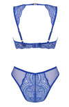 Royalblaues Set Giselia aus Spitze und Powernet von Obsessive – Ansicht 5