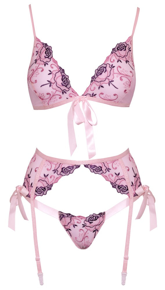 Rosa verführerisches BH Set mit floraler Stickerei von kissable – Ansicht 4