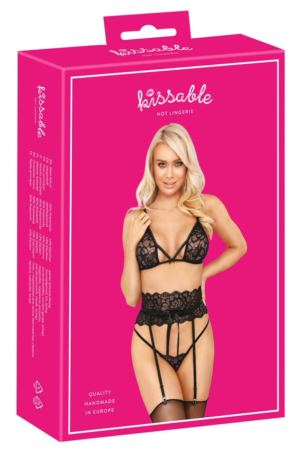 Schwarzes verführerisches BH Set aus feiner Spitze von kissable