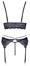 Schwarzes Straps-Set aus Blütenspitze mit Bralette, Strapsgurt und String von Cottelli – Ansicht 8