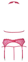 Pinkfarbenes Straps-Set aus feiner Spitze mit Neckholder-BH und String von Cottelli – Ansicht 7