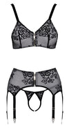 Schwarzes Straps-Set mit weißen spitzenüberzogenen Fronten und Metall-Details von Cottelli – Ansicht 7