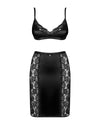 Schwarzes Set Blanita mit BH und Rock aus Stretch-Satin und Spitze von Obsessive – Ansicht 3
