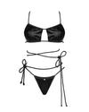 Schwarzes Set Cordellis im Wetlook mit Bondage-Kordeln, Soft-BH und String von Obsessive – Ansicht 4