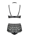 Schwarzes Set Elizenes mit Bügel-BH und High-Waist-Slip aus Spitze von Obsessive – Ansicht 4