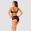 Schwarzes Set Elizenes mit Bügel-BH und High-Waist-Slip aus Spitze von Obsessive – Ansicht 2