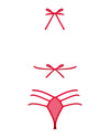 Rotes Set Giftella mit Soft-BH und String in Riemenoptik mit Zierschleifen von Obsessive – Ansicht 7