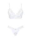 Weißes Set Heavenlly aus Feinnetz und Blütenspitze mit Soft-BH und String von Obsessive – Ansicht 3