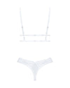 Weißes Set Heavenlly aus Feinnetz und Blütenspitze mit Soft-BH und String von Obsessive – Ansicht 4