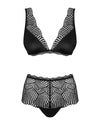 Schwarzes Set Klarita aus Effektspitze mit Soft-BH und High-Waist-Slip von Obsessive – Ansicht 3