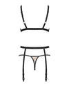 Nudefarbenes 3-teiliges Straps-Set Nudelia mit schwarzen Kontrasten von Obsessive – Ansicht 5