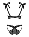 Schwarzes sinnliches Dessous Set aus besticktem Stretchtüll von Obsessive – Ansicht 4