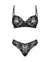 Schwarzes sinnliches Dessous Set aus zarter Blütenspitze von Obsessive – Ansicht 3