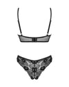 Schwarzes sinnliches Dessous Set aus zarter Blütenspitze von Obsessive – Ansicht 4