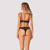 Schwarzes sinnliches Dessous Set aus zarter Blütenspitze von Obsessive – Ansicht 2