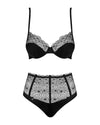 Schwarzes Set Sharlotte mit Bügel-BH und High-Waist-String in Mandala-Spitze von Obsessive – Ansicht 4