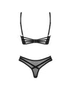 Schwarzes Set Roxelia aus Tüll und Stretchmaterial mit Bügel-BH und Riostring von Obsessive – Ansicht 4