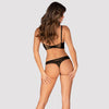 Schwarzes Set Roxelia aus Tüll und Stretchmaterial mit Bügel-BH und Riostring von Obsessive – Ansicht 2