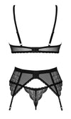 Schwarzes 3-teiliges Straps-Set Chemeris aus Stretchtüll und Effektspitze von Obsessive – Ansicht 5