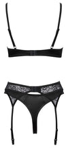 Schwarzes BH-Set aus Stretch-Spitze und Satin mit abnehmbarem Kettchenbesatz von Cottelli – Ansicht 7
