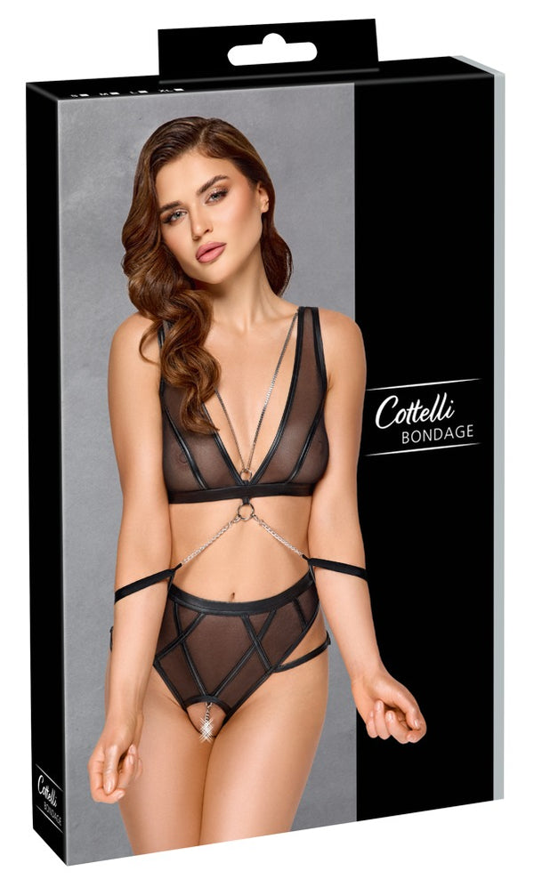 Schwarzes verführerisches Bondage Set mit Soft BH von Cottelli BONDAGE