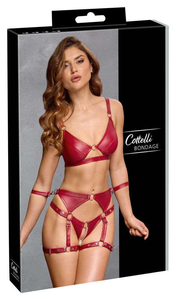 Rotes verführerisches Dessous Set mit Fesseln von Cottelli BONDAGE