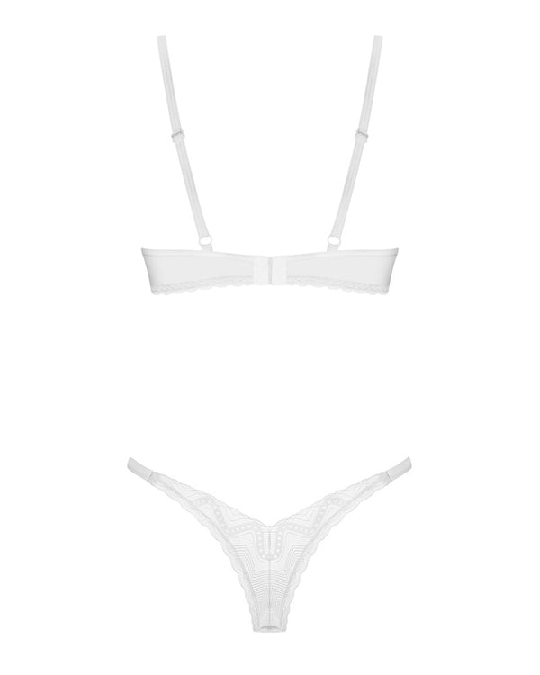 Weißes sinnliches Spitzen Dessous Set mit softem BH von Obsessive – Ansicht 7