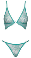 Türkisfarbenes Dessous-Set aus Blütenspitze mit Wimpernspitze und Ringen von Fantasy by Cottelli – Ansicht 5