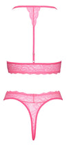 Neonpinkfarbenes Dessous-Set aus Spitze mit Neckholder-BH und String von Fantasy by Cottelli – Ansicht 5