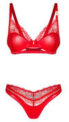 Rotes Set Aliosa mit Bügel-BH und Riostring im Glanz-Look von Obsessive – Ansicht 4