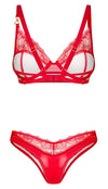 Rotes Set Aliosa mit Bügel-BH und Riostring im Glanz-Look von Obsessive – Ansicht 5