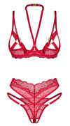 Rotes Ouvert-Set Cupide Desir mit BH und String und goldfarbenen Details von Obsessive – Ansicht 2