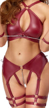 Rotes fesselndes Mattlook Dessous Set mit offenen Elementen von Cottelli BONDAGE – Ansicht 7