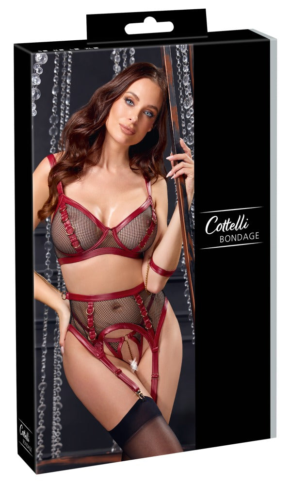 Rotes verführerisches Dessous Set mit Fesseln und Ketten von Cottelli BONDAGE