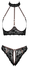 Schwarzes verführerisches Ouvert Lingerie Set mit funkelnden Strass Akzenten von Cottelli LINGERIE – Ansicht 6