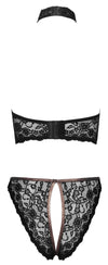 Schwarzes verführerisches Ouvert Lingerie Set mit funkelnden Strass Akzenten von Cottelli LINGERIE – Ansicht 7