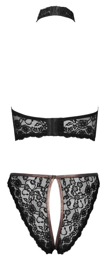 Schwarzes verführerisches Ouvert Lingerie Set mit funkelnden Strass Akzenten von Cottelli LINGERIE – Ansicht 7