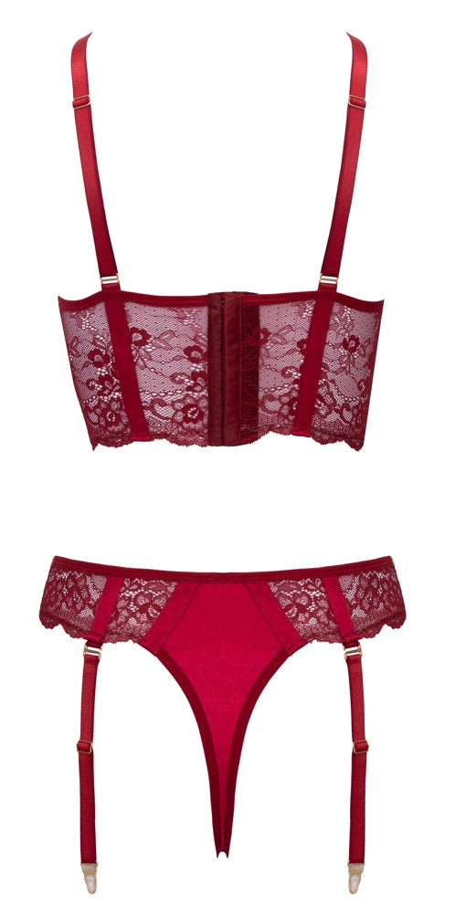 Dunkelrotes verführerisches BH Set mit feiner Spitze von Cottelli LINGERIE – Ansicht 8