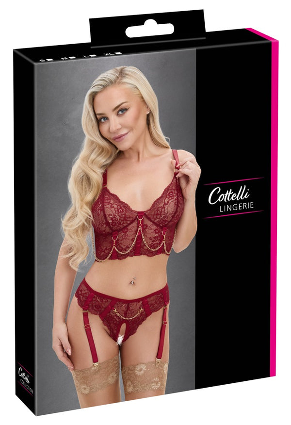 Dunkelrotes verführerisches BH Set mit feiner Spitze von Cottelli LINGERIE