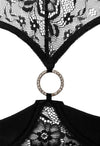 Schwarze Hebe und String aus Spitze mit wattierten Cups von Cottelli – Ansicht 5