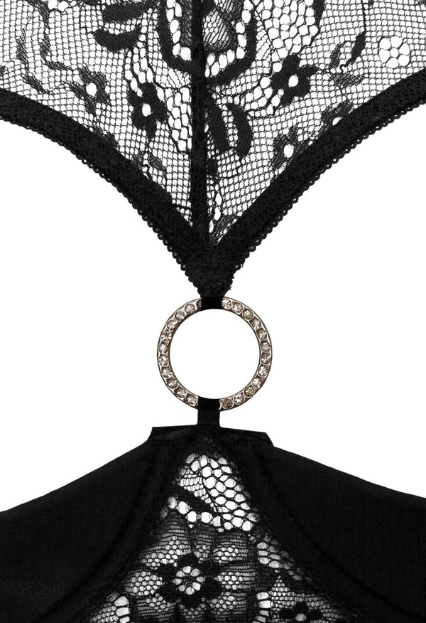 Schwarze Hebe und String aus Spitze mit wattierten Cups von Cottelli – Ansicht 5