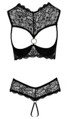 Schwarze Hebe und String aus Spitze mit wattierten Cups von Cottelli – Ansicht 6