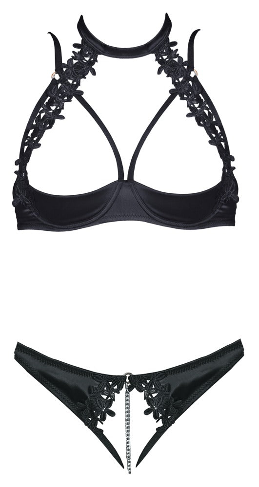 Schwarzes Hebe-Set aus Stickerei mit Bügel-Hebe und String ouvert von Cottelli – Ansicht 5