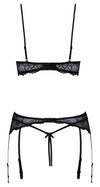 Schwarzes Hebe-Set aus Stretch-Spitze mit Glitzerringen und String ouvert von Cottelli – Ansicht 8