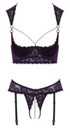 Lilafarbenes Longline-Hebe-Set mit Straps-Riostring, Ringen und Perlen von Cottelli – Ansicht 8