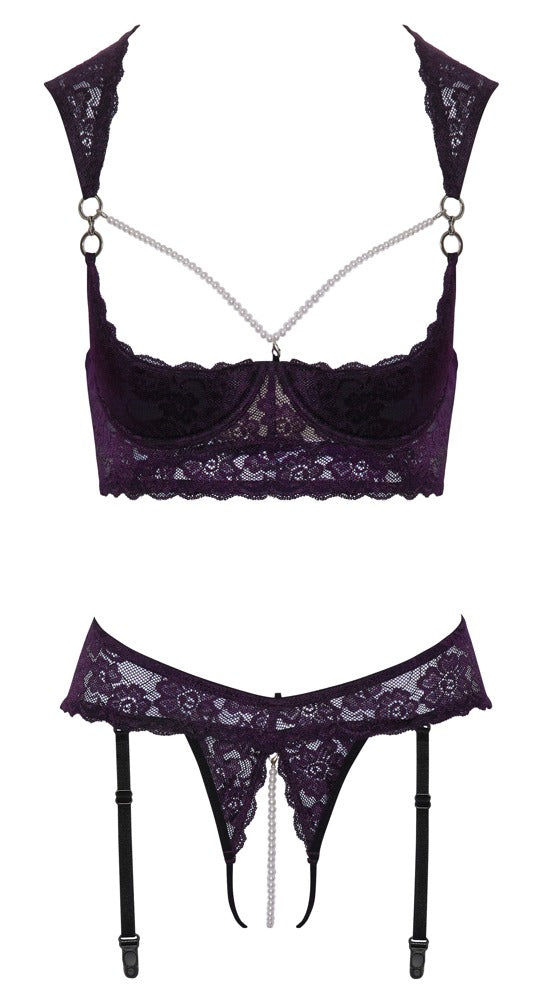 Lilafarbenes Longline-Hebe-Set mit Straps-Riostring, Ringen und Perlen von Cottelli – Ansicht 8