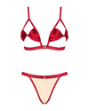 Rotes Set Rubinesa aus Satin mit Goldschimmer, offenen Cups und Satinschleife von Obsessive – Ansicht 3